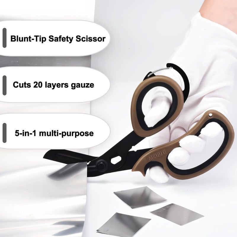 MEUUT مقص طبي مزدوج 2 حزمة مع تصميم كارابينر لليد اليسرى واليمنى، 7.5" شفرات غير لاصقة مطلية بالفلوريد لمقص الضمادات للممرضات، EMT، المنزل، في الهواء الطلق - Image 5